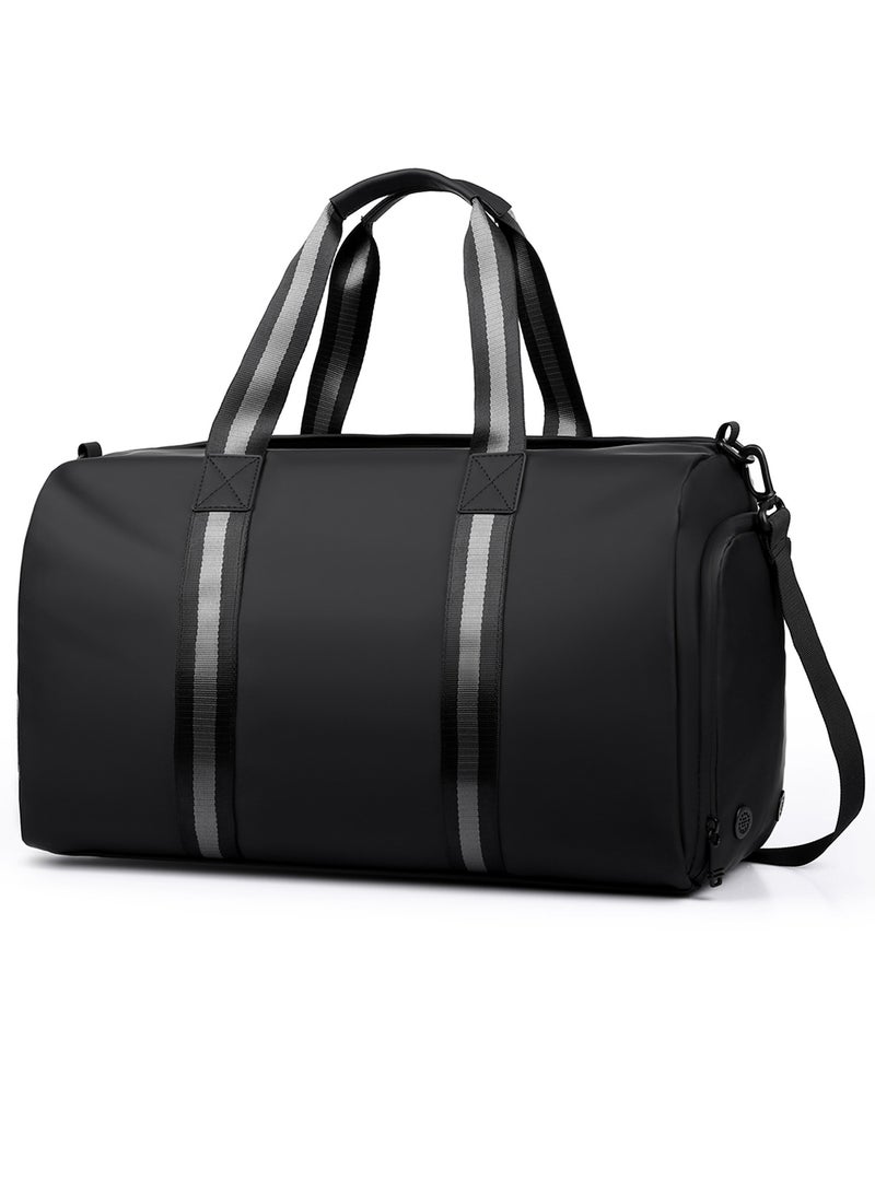 TokFaa Travel Duffle Bag for Men Women Sports Gym Bag 45L Weekender Overnight Luggage Bag with Shoes Compartment and Wet Pocket Carry on Bag Yoga Swimming Tote Shoulder Bag with Strap（Black） - Image 1