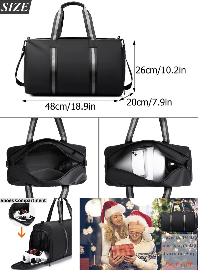 TokFaa Travel Duffle Bag for Men Women Sports Gym Bag 45L Weekender Overnight Luggage Bag with Shoes Compartment and Wet Pocket Carry on Bag Yoga Swimming Tote Shoulder Bag with Strap（Black） - Image 2