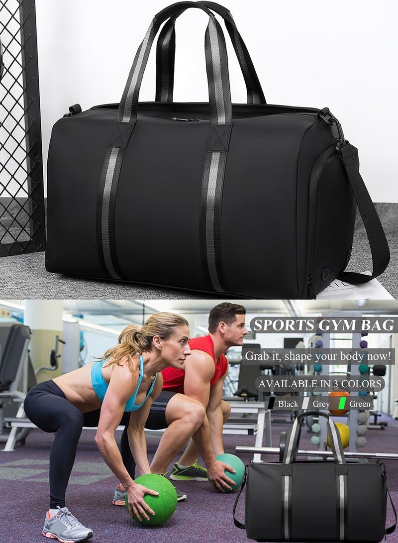 TokFaa Travel Duffle Bag for Men Women Sports Gym Bag 45L Weekender Overnight Luggage Bag with Shoes Compartment and Wet Pocket Carry on Bag Yoga Swimming Tote Shoulder Bag with Strap（Black） - Image 3