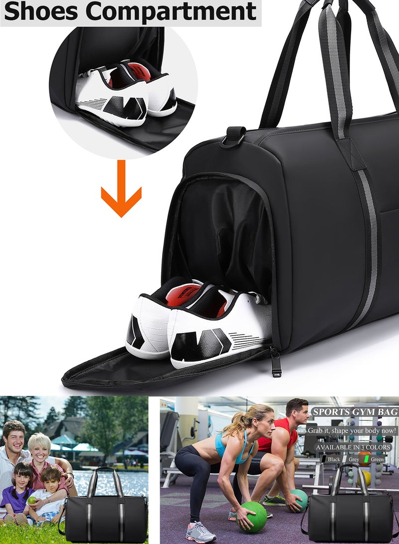 TokFaa Travel Duffle Bag for Men Women Sports Gym Bag 45L Weekender Overnight Luggage Bag with Shoes Compartment and Wet Pocket Carry on Bag Yoga Swimming Tote Shoulder Bag with Strap（Black） - Image 5