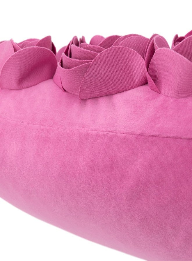 JWH 3D Flower Throw Pillow Cover Decorative Handmade Floral Pillow Case Soft Velvet Pillowcase Lumbar Cushion for Bed Living Room Chair Couch Decor Shams 12x20 Inch Hot Pink - Image 5