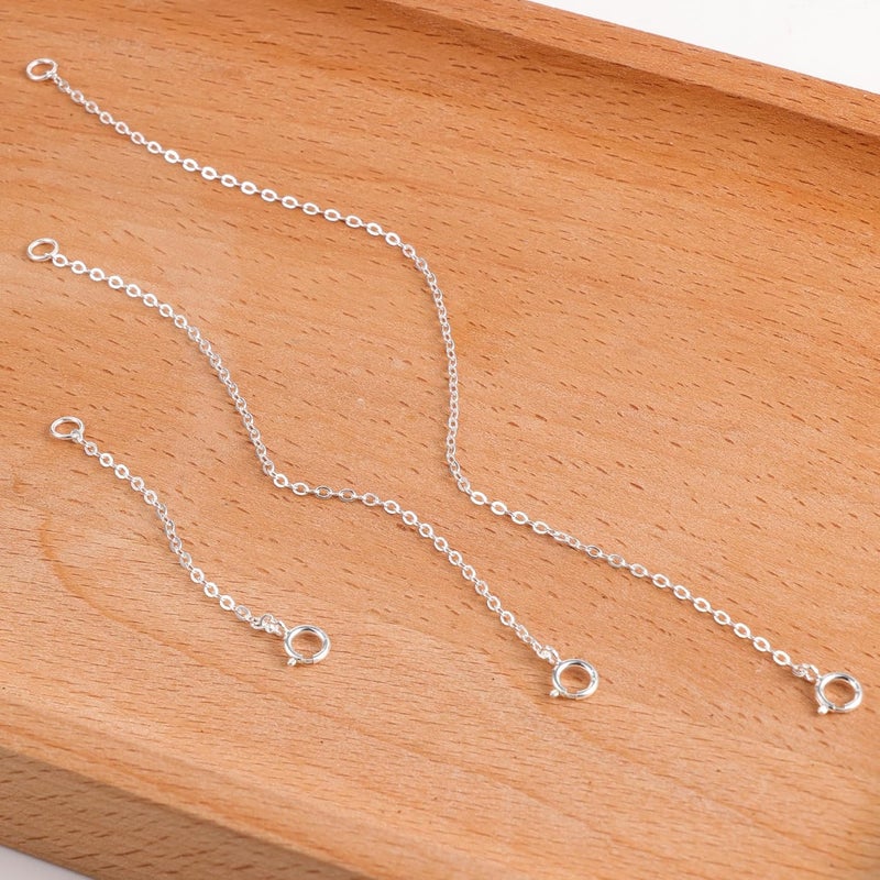 Lancharmed 3 Pcs 925 Sterling Silver Necklace Extenders for Women Durable Strong Removable Necklace Bracelet Anklet Extension Jewelry Making Chains - Image 5