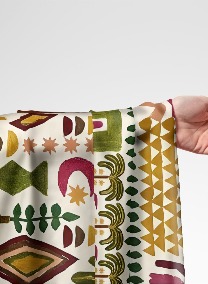 Vellato Al Lail Aramny Silk Fabric By The Yard Green Brown Geometric Shapes Jalabiya Makhweer Dressmaking 58 Inches Width - Image 1