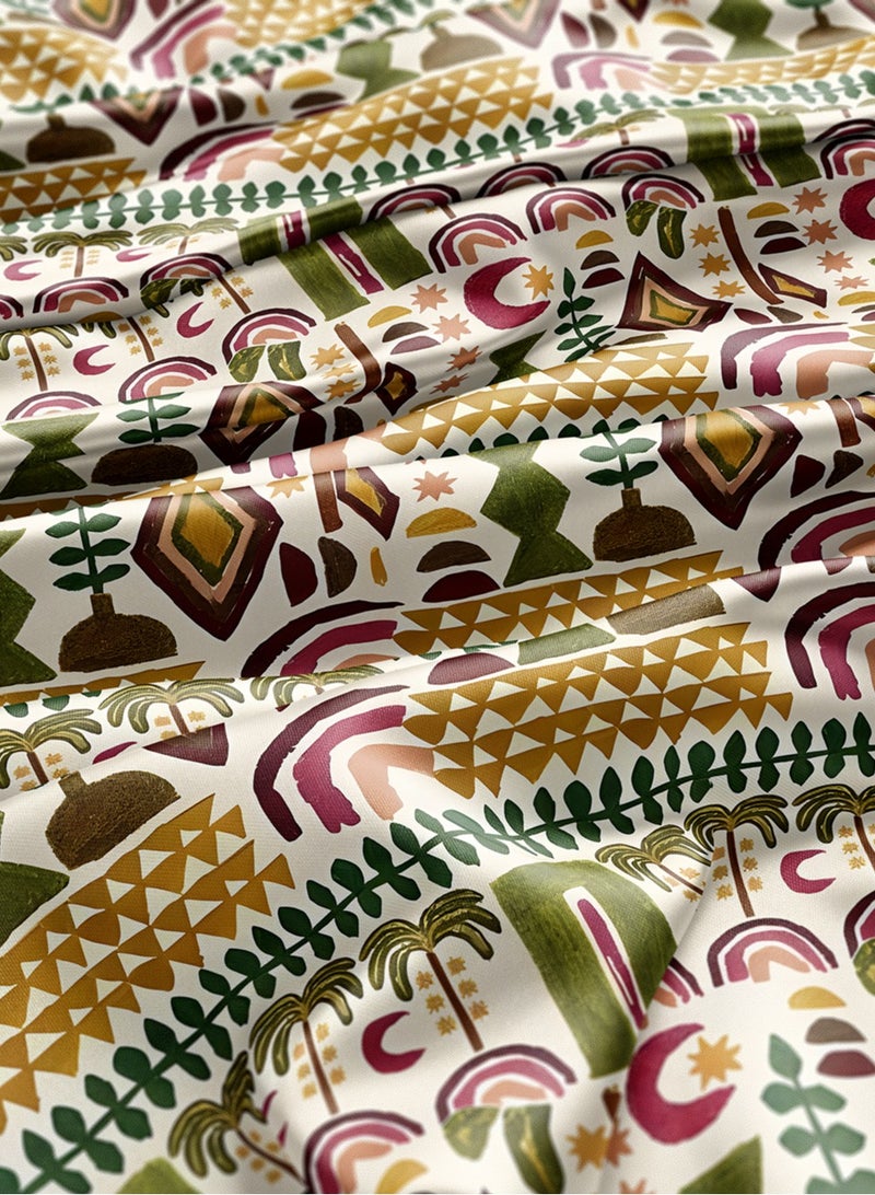 Vellato Al Lail Aramny Silk Fabric By The Yard Green Brown Geometric Shapes Jalabiya Makhweer Dressmaking 58 Inches Width - Image 3