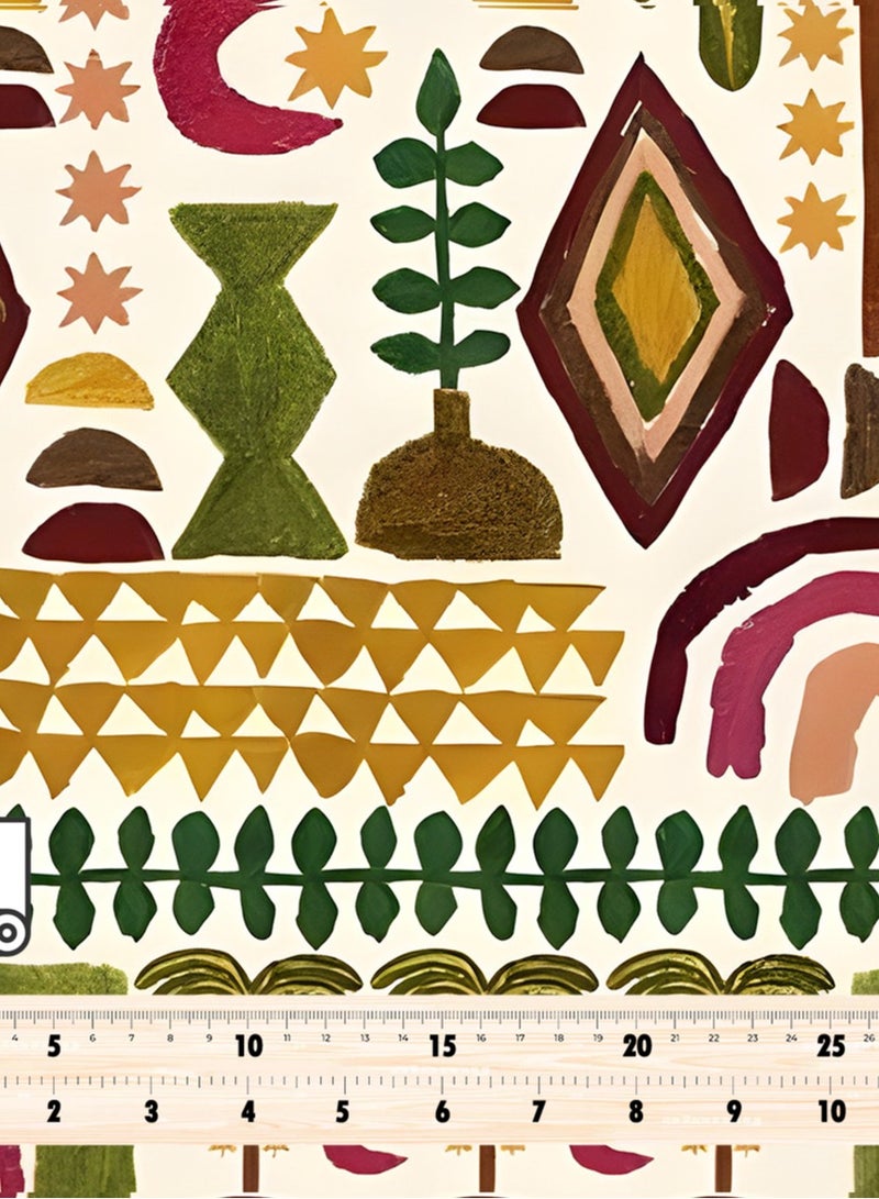 Vellato Al Lail Aramny Silk Fabric By The Yard Green Brown Geometric Shapes Jalabiya Makhweer Dressmaking 58 Inches Width - Image 4