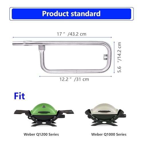 CANDANA Burner for Weber Q100, Q120, Q1000, Q1200, Baby Q Gas Grill, 17inch 304 Stainless Steel Burner Tube 386001, 386002, 516002, 516001, 50060001, 51060001 Replacement Part 69957, 41657 60040 - Image 5