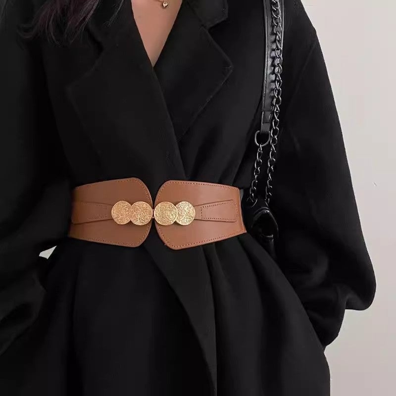 Women's Elastic PU Leather Waist Belt - Image 1