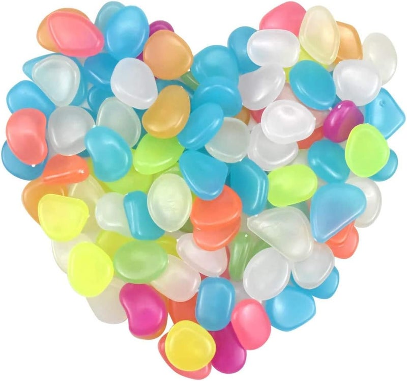 Bingcute 100 pcs Glowing Pebbles Glow in the Dark Stones Rocks Colorful Luminous Cobblestones Gravel Decoration for Garden Yard Aquarium Fish Tank Walkway Colorful Luminous Cobblestones - Image 1