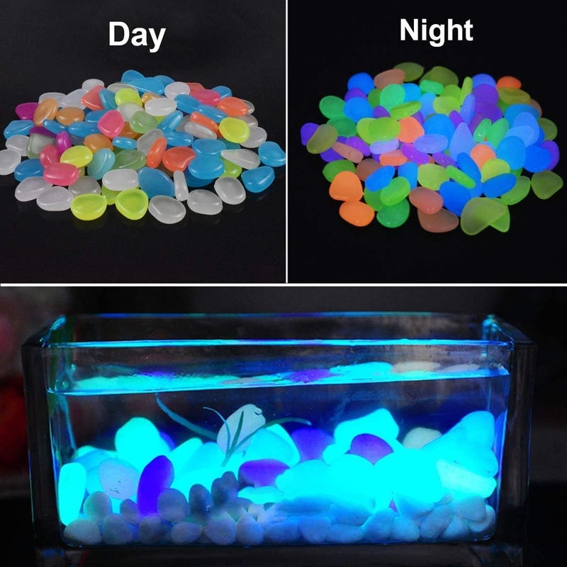 Bingcute 100 pcs Glowing Pebbles Glow in the Dark Stones Rocks Colorful Luminous Cobblestones Gravel Decoration for Garden Yard Aquarium Fish Tank Walkway Colorful Luminous Cobblestones - Image 2