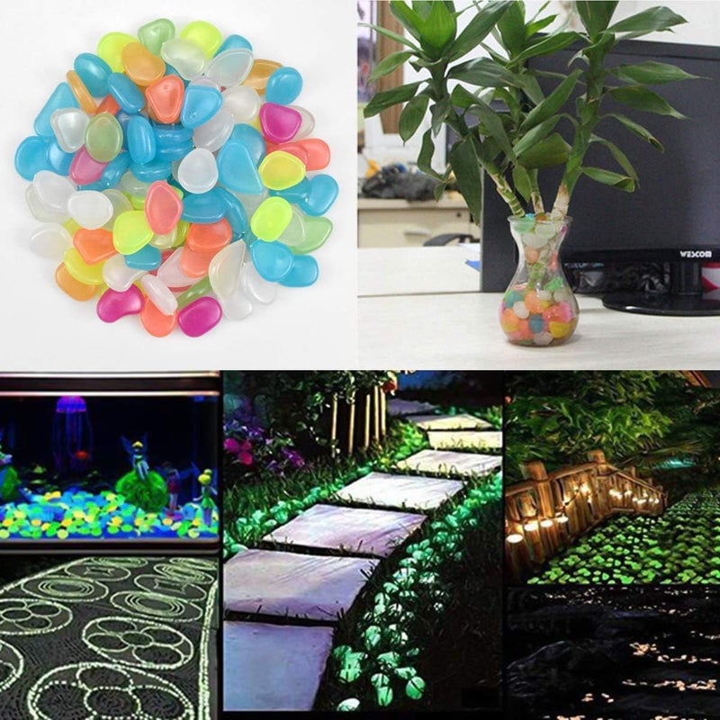 Bingcute 100 pcs Glowing Pebbles Glow in the Dark Stones Rocks Colorful Luminous Cobblestones Gravel Decoration for Garden Yard Aquarium Fish Tank Walkway Colorful Luminous Cobblestones - Image 4