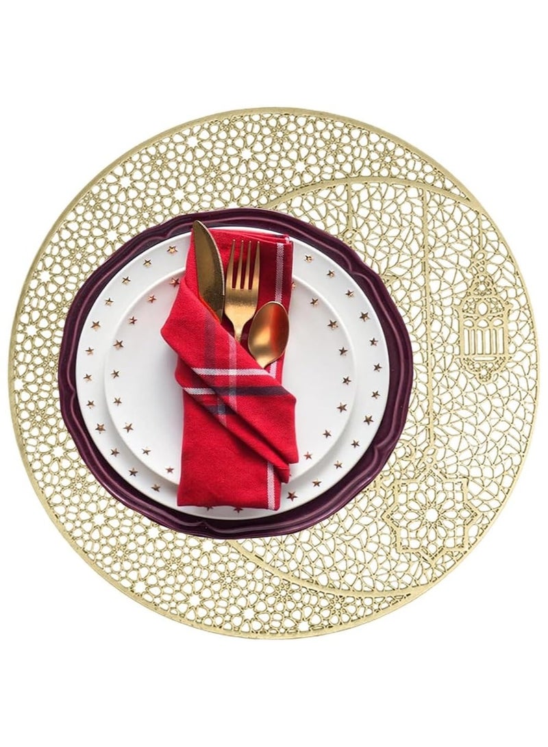 آنا طقم 4 قطع من حصائر الطعام المصنوعة من PVC بزخرفة مشغولة ومقاومة للحرارة والتسخين - Image 4