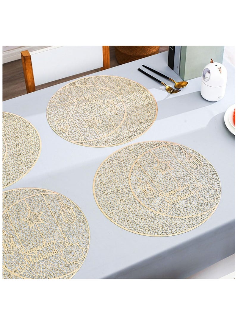 آنا طقم 4 قطع من حصائر الطعام المصنوعة من PVC بزخرفة مشغولة ومقاومة للحرارة والتسخين - Image 3