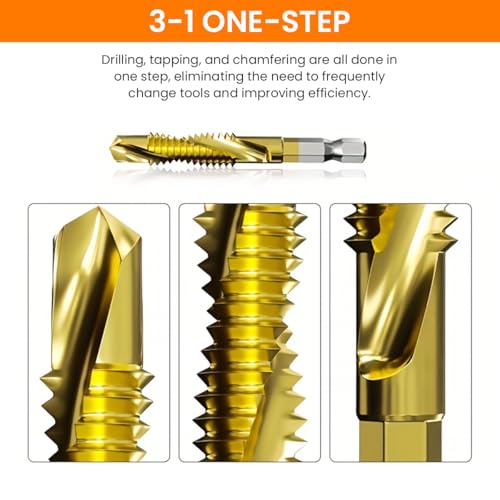 Serplex® 6Pcs Drill Bit Set & 5Pcs Screw Extractors, M3-M10 Metric Sizes, High-Speed Steel Drill Bits, Universal 1/4" Hex Shank Drilling Bits with Drilling Chuck Adapter - Image 4