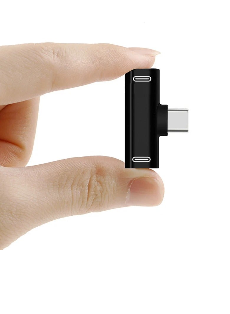 AROAQ 3 Ports Double Type C Adapter, Multifunctional Reliable Alloy USB Type C To Dual Type C Splitter Converter, Exquisite And Compact High Speed Charging Cable Earphone Converter, (Red) - Image 2