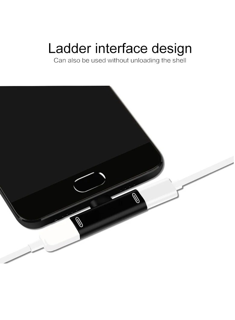 AROAQ 3 Ports Double Type C Adapter, Multifunctional Reliable Alloy USB Type C To Dual Type C Splitter Converter, Exquisite And Compact High Speed Charging Cable Earphone Converter, (Red) - Image 3