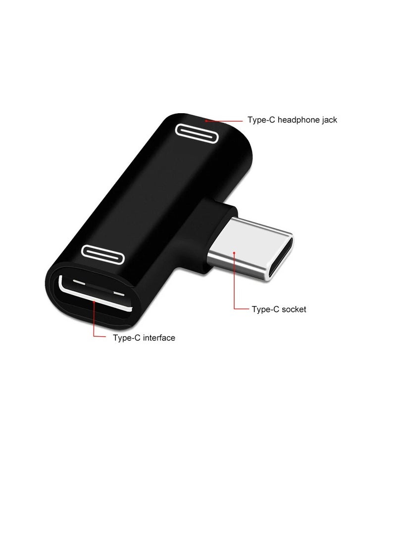 AROAQ 3 Ports Double Type C Adapter, Multifunctional Reliable Alloy USB Type C To Dual Type C Splitter Converter, Exquisite And Compact High Speed Charging Cable Earphone Converter, (Red) - Image 4