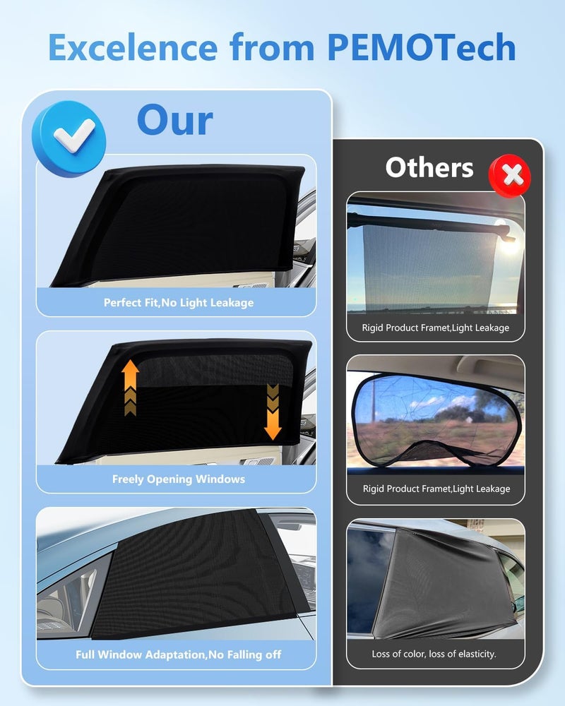 PEMOTech Car Sun Visor for Babies and Animals, UV Certified Spandex Material & Anti-Mosquito Net, Compatible with 98% Vehicles (2 x High Elastic Rear Socks) - Image 5