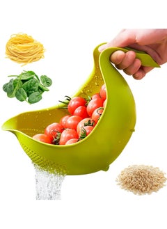 SYOSI Drain Basket, Fruit Washing Basket with Handle, Plastic Quinoa Strainer, Rice Washer, Multipurpose Food Strainer for Fruit, Vegetables, Quinoa, Rice, Kitchen Drain Basket (Green)