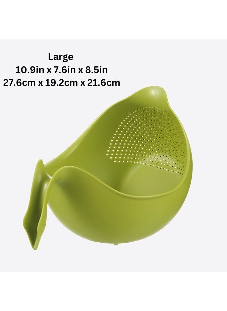SYOSI - SYOSI Drain Basket, Fruit Washing Basket with Handle, Plastic Quinoa Strainer, Rice Washer, Multipurpose Food Strainer for Fruit, Vegetables, Quinoa, Rice, Kitchen Drain Basket (Green) - Image 1