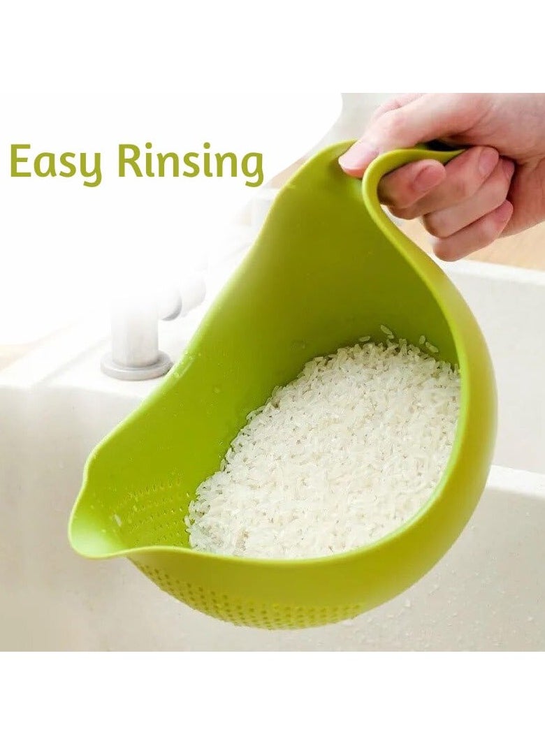 SYOSI - SYOSI Drain Basket, Fruit Washing Basket with Handle, Plastic Quinoa Strainer, Rice Washer, Multipurpose Food Strainer for Fruit, Vegetables, Quinoa, Rice, Kitchen Drain Basket (Green) - Image 1