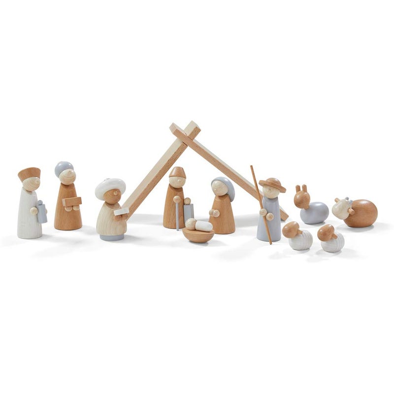 HABA Wooden Nativity Set - Family Keepsake Manger Scene & Nativity Set for Kids in Natural Colors - 13 Sturdy Beechwood Pieces - Made in Germany - Image 1