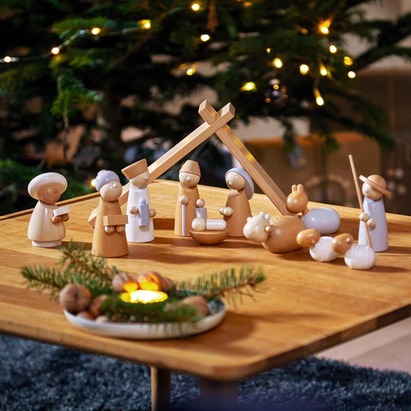 HABA Wooden Nativity Set - Family Keepsake Manger Scene & Nativity Set for Kids in Natural Colors - 13 Sturdy Beechwood Pieces - Made in Germany - Image 4