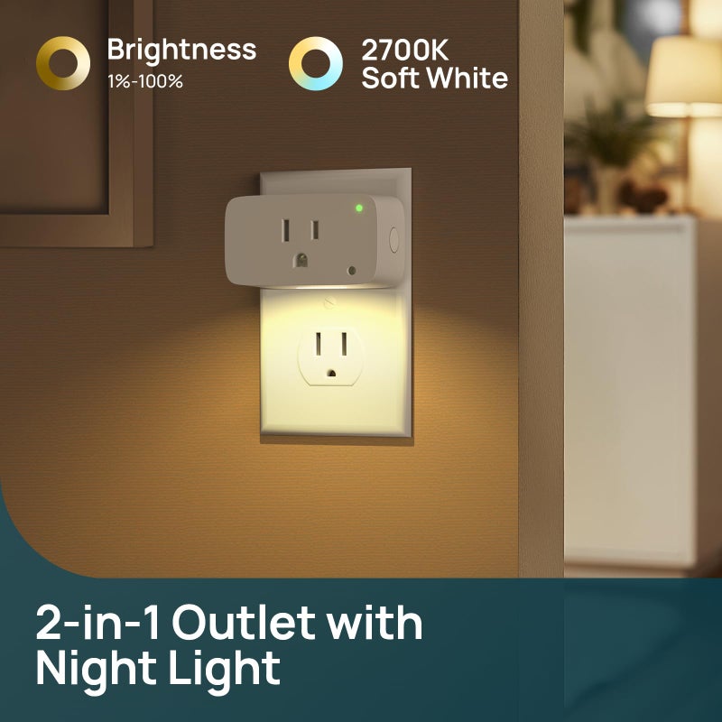 Linkind Matter Smart Plug with LED Night Light, Work with Alexa, Apple Home, Google, Smart Outlet 15A/1800W, Dusk to Dawn, Plug in Wall, Timer&Schedule, ETL&FCC Certified, 2.4GHz Wi-Fi Only, 4 Pack - Image 4