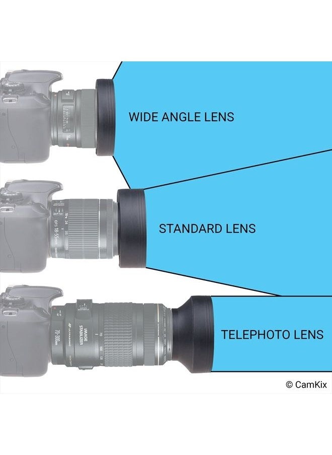 CamKix - Camera Lens Hood 52mm - Rubber - Set of 2 - Collapsible in 3 Steps - Sun Shade/Shield - Reduces Lens Flare and Glare - Blocks Excess Sunlight for Enhanced Photography and Video Footage - Perfect Fit - Image 1