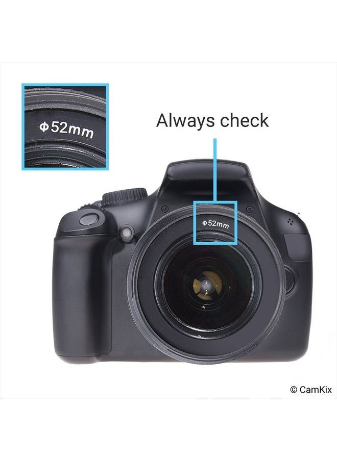 CamKix - Camera Lens Hood 52mm - Rubber - Set of 2 - Collapsible in 3 Steps - Sun Shade/Shield - Reduces Lens Flare and Glare - Blocks Excess Sunlight for Enhanced Photography and Video Footage - Perfect Fit - Image 1