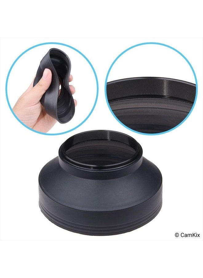 CamKix - Camera Lens Hood 52mm - Rubber - Set of 2 - Collapsible in 3 Steps - Sun Shade/Shield - Reduces Lens Flare and Glare - Blocks Excess Sunlight for Enhanced Photography and Video Footage - Perfect Fit - Image 1