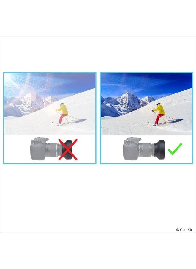 CamKix - Camera Lens Hood 52mm - Rubber - Set of 2 - Collapsible in 3 Steps - Sun Shade/Shield - Reduces Lens Flare and Glare - Blocks Excess Sunlight for Enhanced Photography and Video Footage - Perfect Fit - Image 1