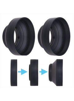 Camera Lens Hood 52mm - Rubber - Set of 2 - Collapsible in 3 Steps - Sun Shade/Shield - Reduces Lens Flare and Glare - Blocks Excess Sunlight for Enhanced Photography and Video Footage - Perfect Fit
