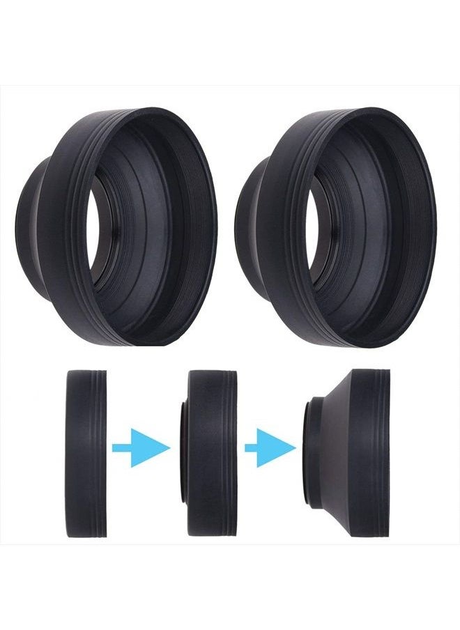 CamKix - Camera Lens Hood 52mm - Rubber - Set of 2 - Collapsible in 3 Steps - Sun Shade/Shield - Reduces Lens Flare and Glare - Blocks Excess Sunlight for Enhanced Photography and Video Footage - Perfect Fit - Image 1