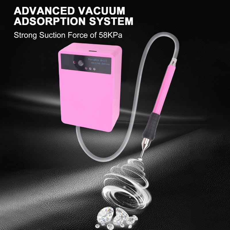 Electric Diamond Art Painting Pen, 1500mAh Rechargeable Vacuum Pump Diamond Pen with Storage Tray, Low Noise Diamond Art Vacuum Pen Tool Kit, No Wax Needed Pink with Battery - Image 3