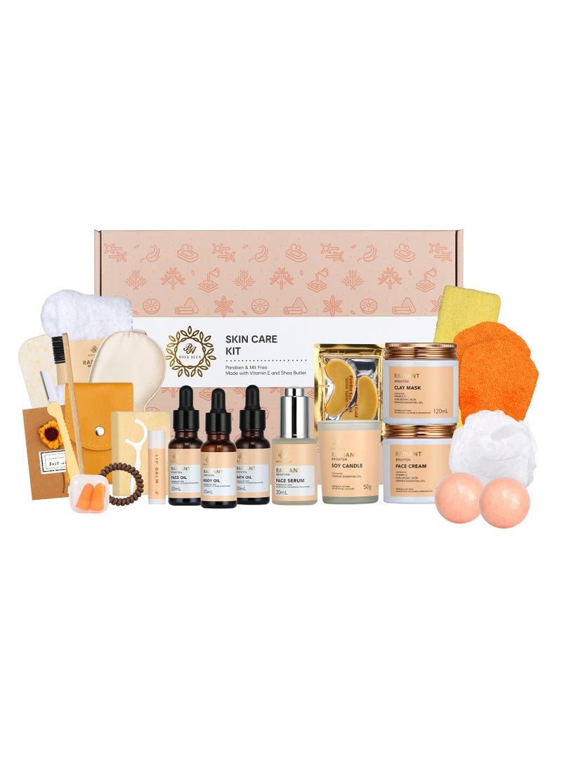 RA ROSA ACCA Gifts for Women, 28pcs Orange Facial Skin Care Set includes Face Cream,Bath Oil,Shower Accessories. Body & Facial Kit for Women, Birthday Gift for Women Mother's Day Gift - Image 1