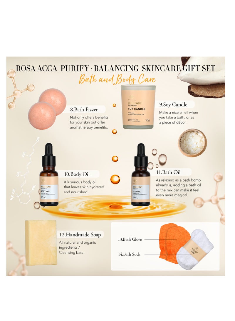 RA ROSA ACCA Gifts for Women, 28pcs Orange Facial Skin Care Set includes Face Cream,Bath Oil,Shower Accessories. Body & Facial Kit for Women, Birthday Gift for Women Mother's Day Gift - Image 4