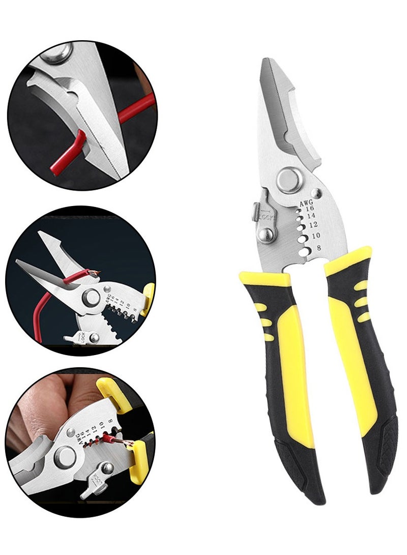 مقص متعدد الاستخدامات للعمل الكهربائي مقص قوي لقص الأسلاك، التجريد والمزيد - Image 1