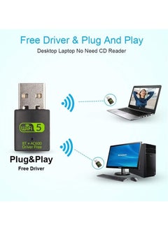 FLOWING USB WiFi Bluetooth Adapter, 600Mbps Dual Band 2.4/5Ghz Wireless Network External Receiver, Mini WiFi Dongle for PC/Laptop/Desktop  - Image 3