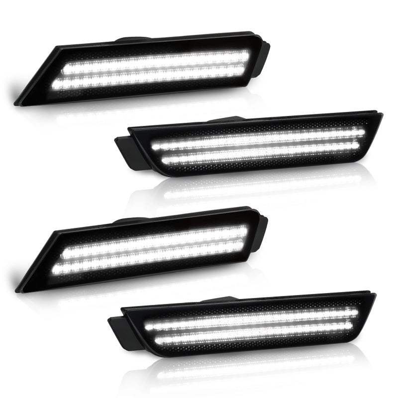 Bestview Smoked Lens LED Side Marker Lights for Chevy Camaro 2010 2011 2012 2013 2014 2015 Front Rear Bumper Sidemarker Lamps Reflectors White4 PCS