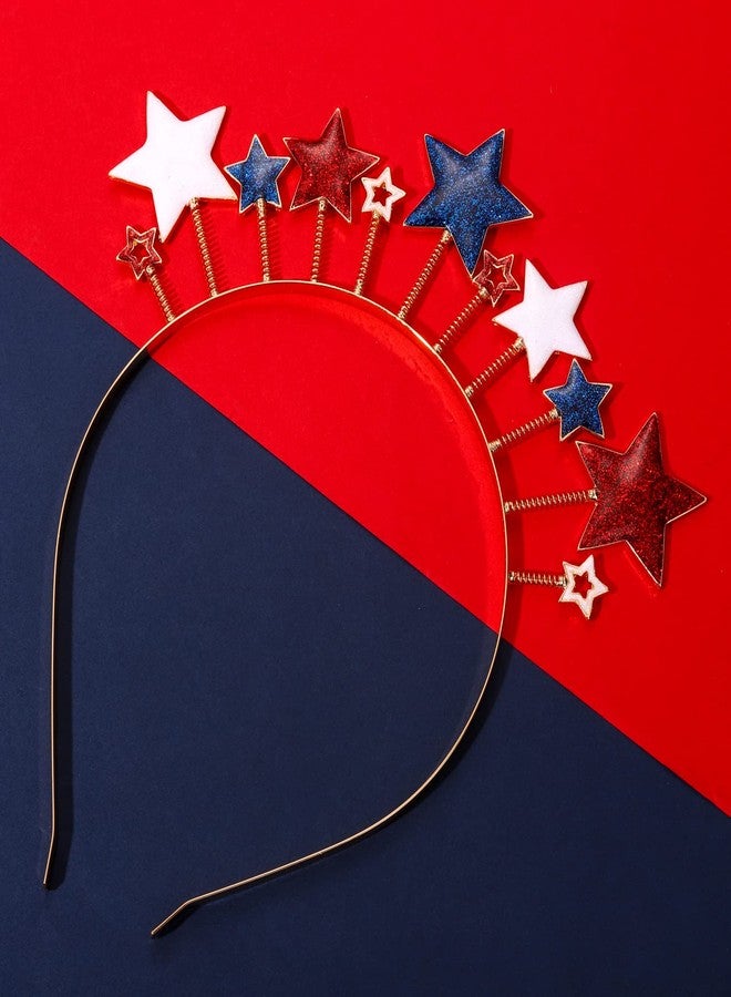 PHALIN American Flag Headband 4th of July Star Hairband for Women Independence Day Patriotic Headpiece Costume Hair Accessory Party Favors (Glitter) - Image 4