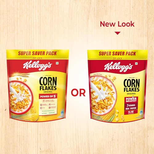 Kellogg's Corn Flakes Original | Power of 5: Energy, Protein, Iron, Vitamins B1, B2, B3 & C| Corn Flakes, Breakfast Cereal | Naturally Cholestrol Free875g/900g(Weight may vary) - Image 2
