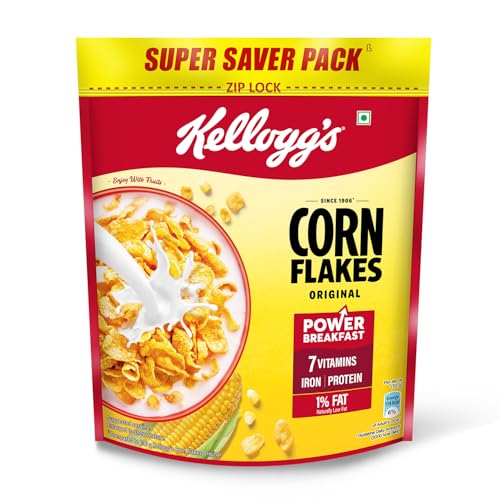 Kellogg's Corn Flakes Original | Power of 5: Energy, Protein, Iron, Vitamins B1, B2, B3 & C| Corn Flakes, Breakfast Cereal | Naturally Cholestrol Free875g/900g(Weight may vary) - Image 1
