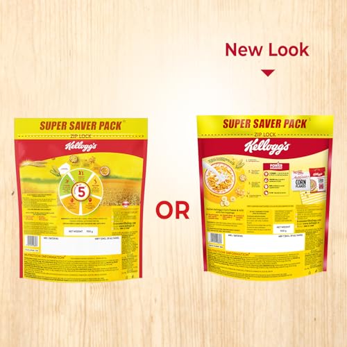 Kellogg's Corn Flakes Original | Power of 5: Energy, Protein, Iron, Vitamins B1, B2, B3 & C| Corn Flakes, Breakfast Cereal | Naturally Cholestrol Free875g/900g(Weight may vary) - Image 3