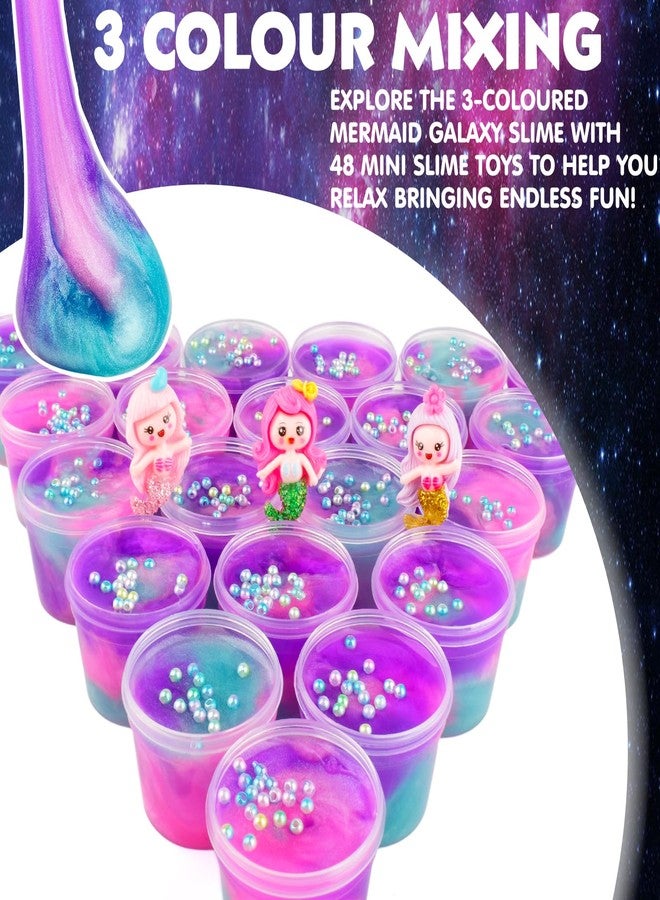 d'Alba 48 Pack Mini Galaxy Slime, Mermaid Slime Party Favors for Kids 8-12, Super Soft & Non-Sticky, Birthday Gifts, Classroom Prizes, Christmas Stuffers, Stretchy Galaxy Slime Kit for Girls and Boys - Image 2