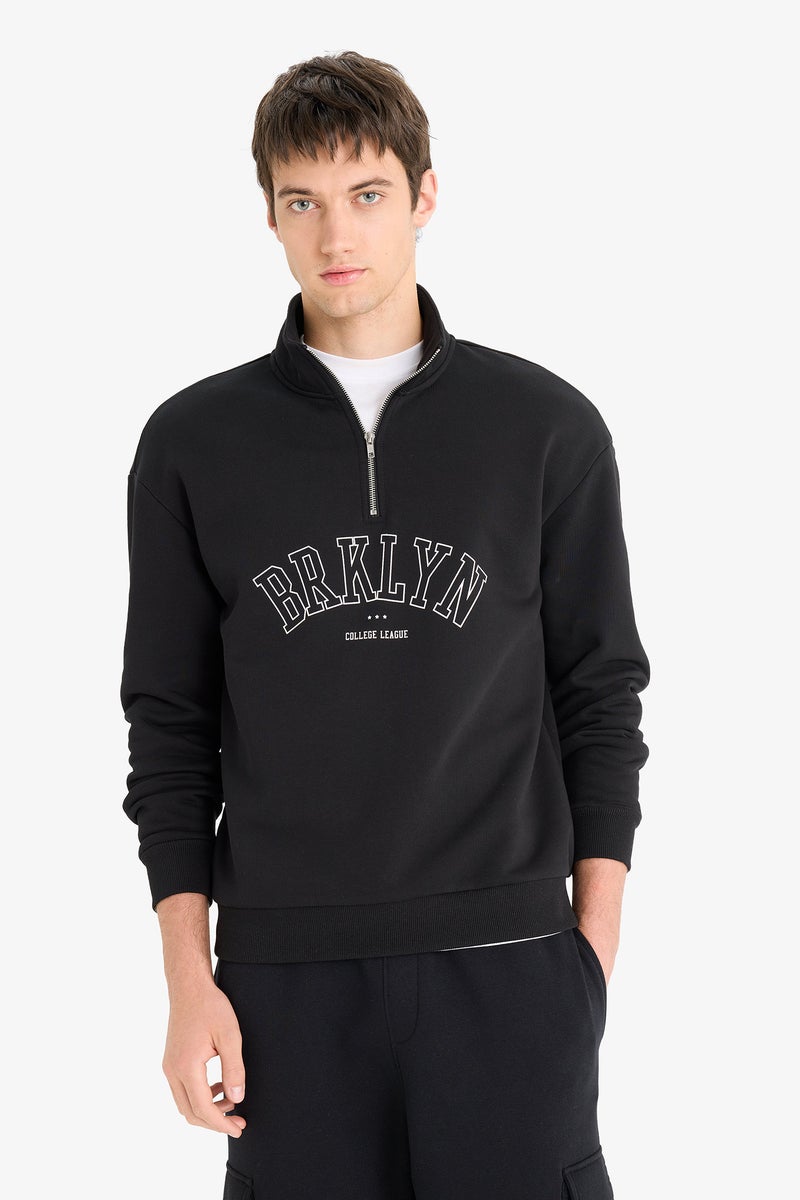 DeFacto Black Man Boxy Fit Sweatshirt Casual - Image 1