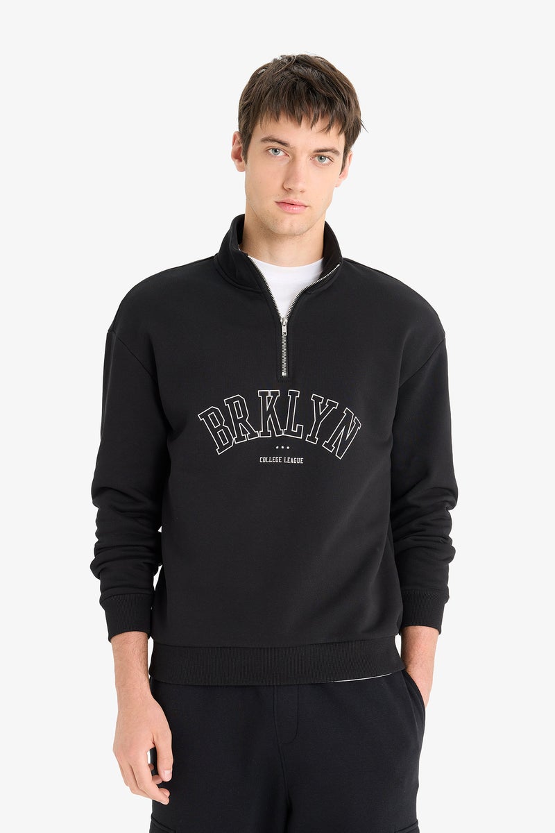 DeFacto Black Man Boxy Fit Sweatshirt Casual - Image 5