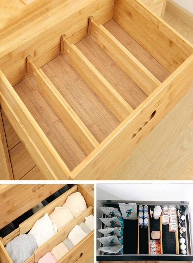 PRAYTEXNatural Bamboo Drawer Divider Adjustable (43-56 cm), Spring-Loaded Drawer Organiser for Kitchen, Bathroom, Bedroom, Chest of Drawers and Office, Set of 4 - Image 4