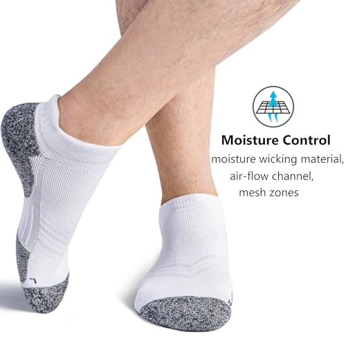 CWVLC No Show Sports Compression Socks 4-pairs, Low Cut Anti-Blister Hiking Running Workout Ankle Socks, Short Cushioned Moisture Wicking No Slip Arch Support Plantar Fasciitis, White, X-Large - Image 5