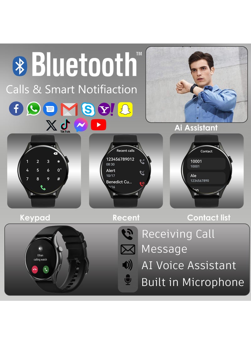 TCH - Smart Watch Men Women Dail/Answer Call Text, Waterproof 5ATM Fitness Tracker Watches, Heart Rate, Calorie, SpO2, BP, Sleep Moniter, GPS, Sport 120+ Modes, Amoled Display 1.43, IOS Android Smartwatch - Image 1
