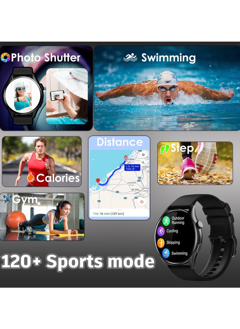 TCH - Smart Watch Men Women Dail/Answer Call Text, Waterproof 5ATM Fitness Tracker Watches, Heart Rate, Calorie, SpO2, BP, Sleep Moniter, GPS, Sport 120+ Modes, Amoled Display 1.43, IOS Android Smartwatch - Image 1
